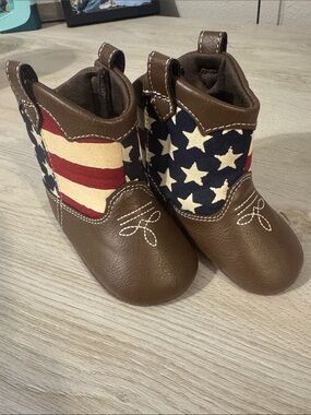 American Flag Baby Cowboy Boots Size 2 Patriotic Western